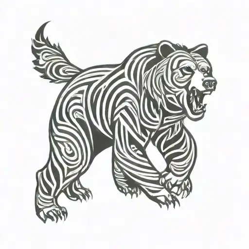 Grizzly bear roaring tattoo design idea