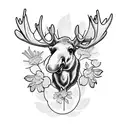 moose with carnations  tattoo design idea