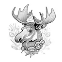 moose with carnations  tattoo design idea
