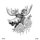 moose with carnations  tattoo design idea