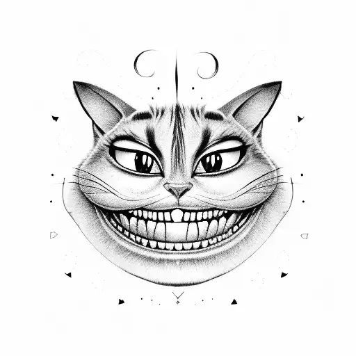 Blackwork A Wide Cheshire Cat Smile Tattoo Idea  BlackInk