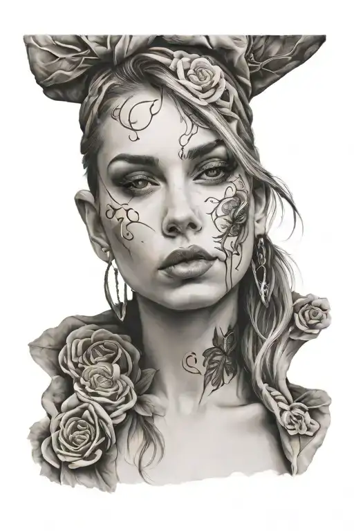 face women posing tattoo design idea