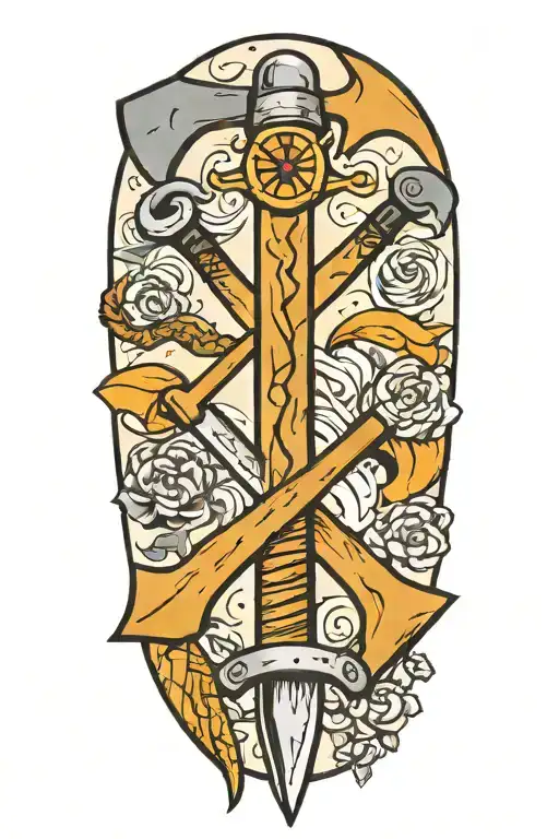 ice axe crossed together representing tattoo design idea