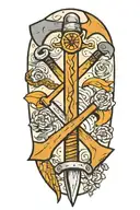 ice axe crossed together representing tattoo design idea