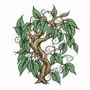 willow tree leaves and branches  tattoo design idea