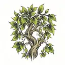 willow tree leaves and branches  tattoo design idea