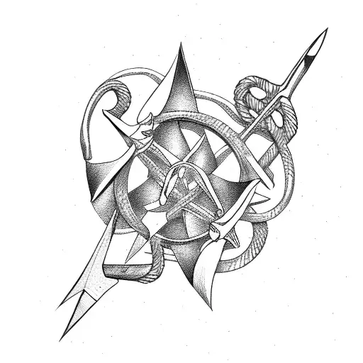 Scissors and Anchors tattoo design idea