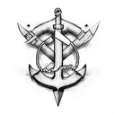 Anchor with Scissors tattoo design idea