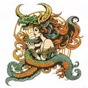 tiamat goddess of the sea human form tattoo design idea
