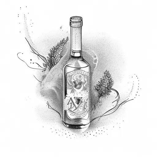 Bottle wine, lavendel, logo triathlon Aix En Provence tattoo design idea