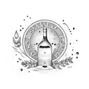 Bottle wine, lavendel, logo triathlon Aix En Provence tattoo design idea