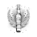 Bottle wine, lavendel, logo triathlon Aix En Provence tattoo design idea