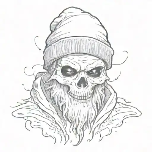 Ghost with beanie,  tattoo design idea