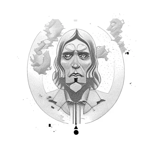 A surreal mashup of ну погоди characters and pulp fiction elements tattoo design idea