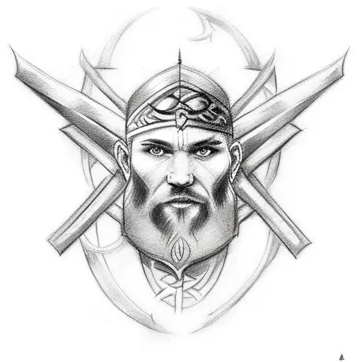 A sketch-style tattoo featuring a celtic warrior inspired by pagan history tattoo design idea