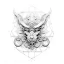 A historical pagan temple with intricate dotwork details tattoo design idea