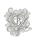 initials with heart   tattoo design idea