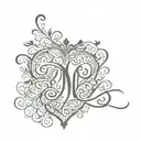 initials with heart   tattoo design idea