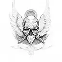 skull with wings tattoo design idea