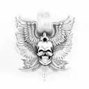 skull with wings tattoo design idea