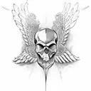 skull with wings tattoo design idea