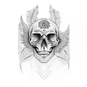 skull with wings tattoo design idea
