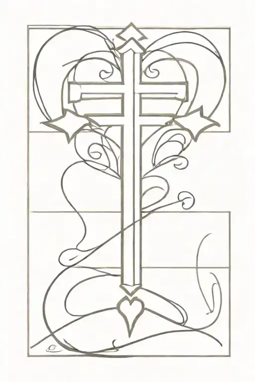 cross with heart and Phil 2:3-4 written in cursive tattoo design idea