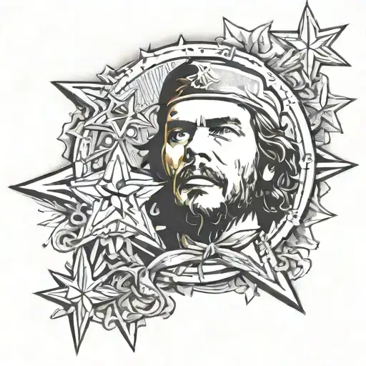 Che Guevara red star viva la revolution tattoo design idea