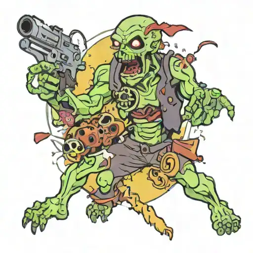 zombies and gaming tattoo design idea