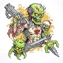 zombies and gaming tattoo design idea
