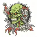 zombies and gaming tattoo design idea