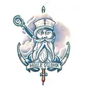 a person whaling with a harpoon and beard tattoo design idea