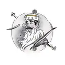 a person whaling with a harpoon and beard tattoo design idea