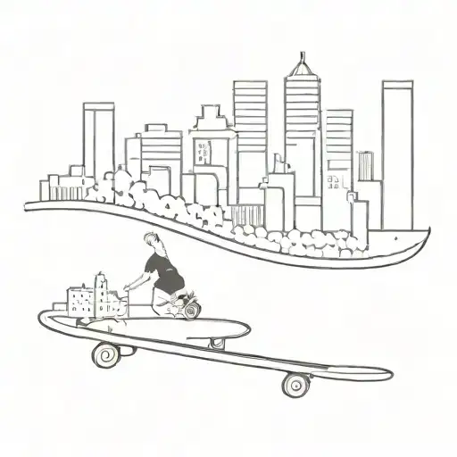 skateboard and the city skate spots   tattoo design idea