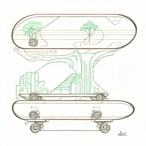 Skateboard deck skate spots  architecture tattoo design idea