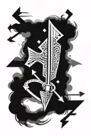 arrow design combined with symbols for strength fight overcoming tattoo design idea