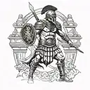 gladiator standing triumphantly tattoo design idea
