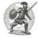gladiator standing triumphantly tattoo design idea