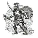 gladiator standing triumphantly tattoo design idea
