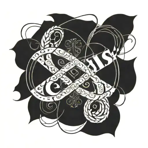 A stylized infinity symbol with the client's children's names looping through the design in a creative and unique way tattoo design idea