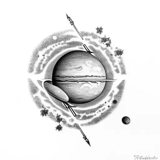 semi colon with planet tattoo design idea