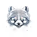 Ninja red panda fighting stance with sword tattoo design idea