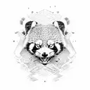 Ninja red panda fighting stance with sword tattoo design idea