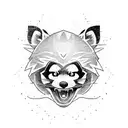 Ninja red panda fighting stance with sword tattoo design idea