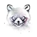 Ninja red panda fighting stance with sword tattoo design idea