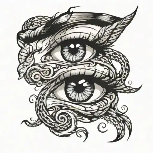 anime eyes with tears and snakes tattoo design idea