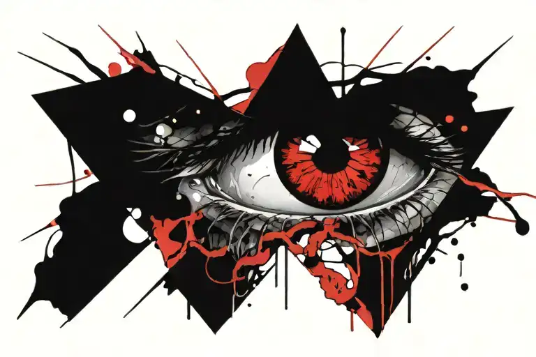 anime eyes with tears and snakes tattoo design idea