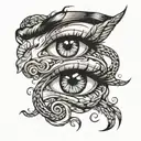 anime eyes with tears and snakes tattoo design idea