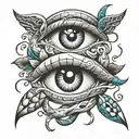 anime eyes with tears and snakes tattoo design idea