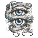 anime eyes with tears and snakes tattoo design idea